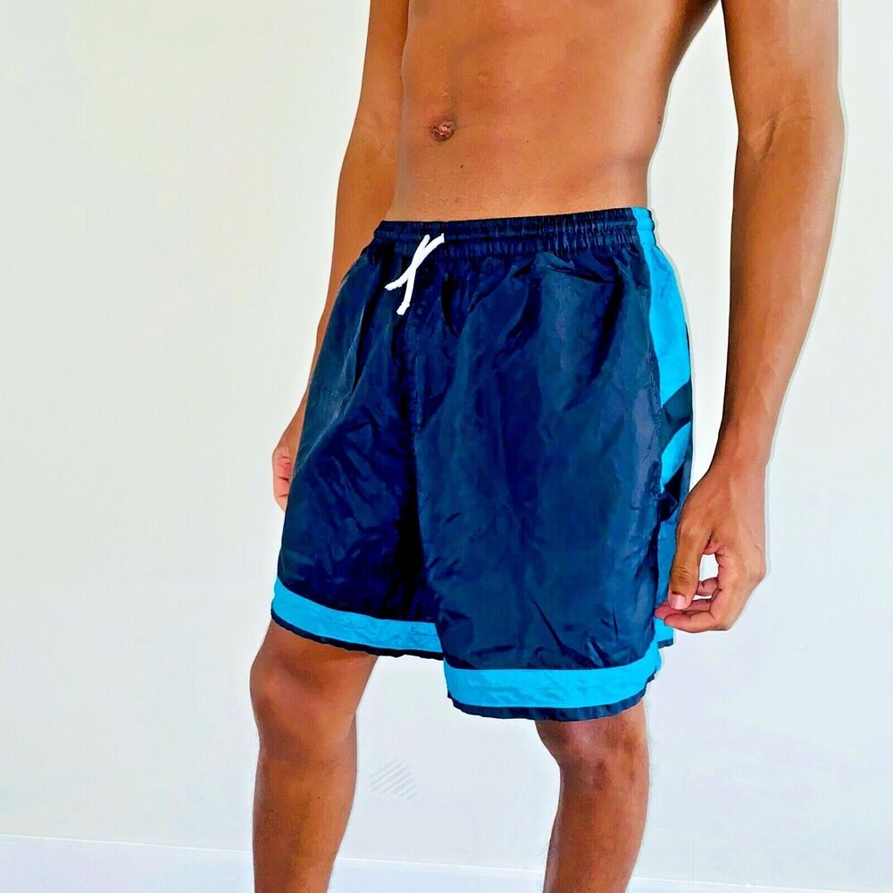 High Five 90s Rare Silky Satin Soccer Shorts Nylon Black Teal Green
